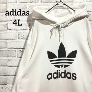 adidas パーカー 白 2XO 4L メンズ フーディ ビッグロゴ